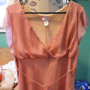 Banabee dress 3XL red dot beige lined poly cap slv